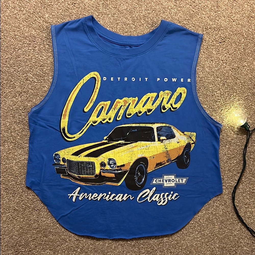 Vintage Blue Camaro Muscle Tank Top